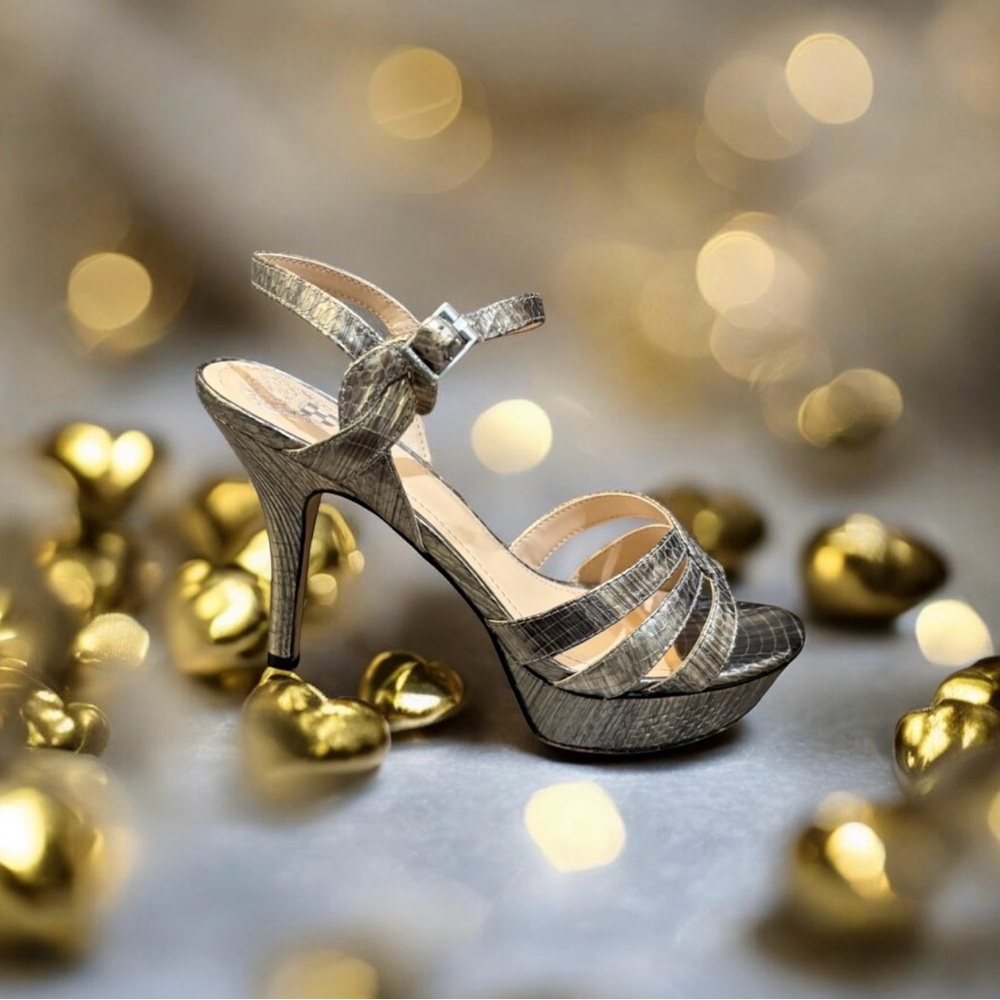 Vince Camuto Shimmering Gold Strappy Heels - Picture 14 of 16